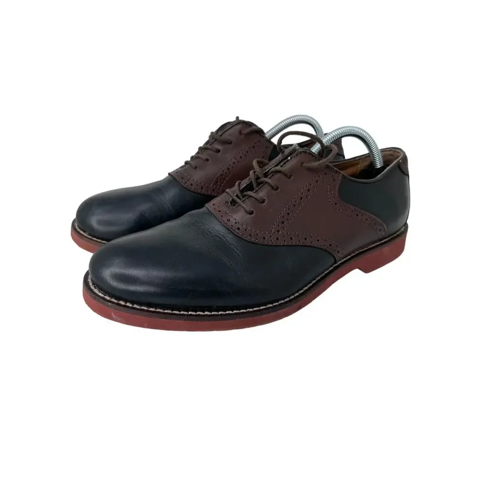 GH Bass Burlington Saddle Oxford Shoes Lace Up Leather Black Brown Mens Size 10D